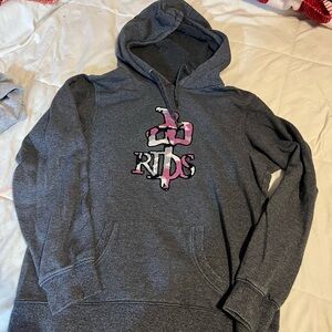 Gray RDS pullover with pink camo logo